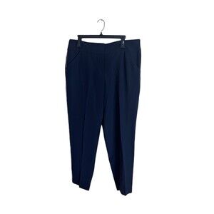 Ann Taylor Dress Pants Womens Size 12 Navy Blue Slim Straight Side Stripe